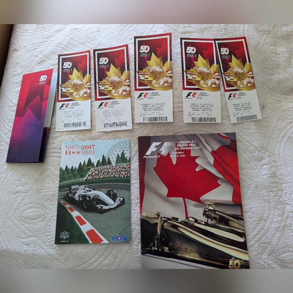 Formula 1 Canadian 50th Anniversary Grand Prix Tickets and 2 Programs